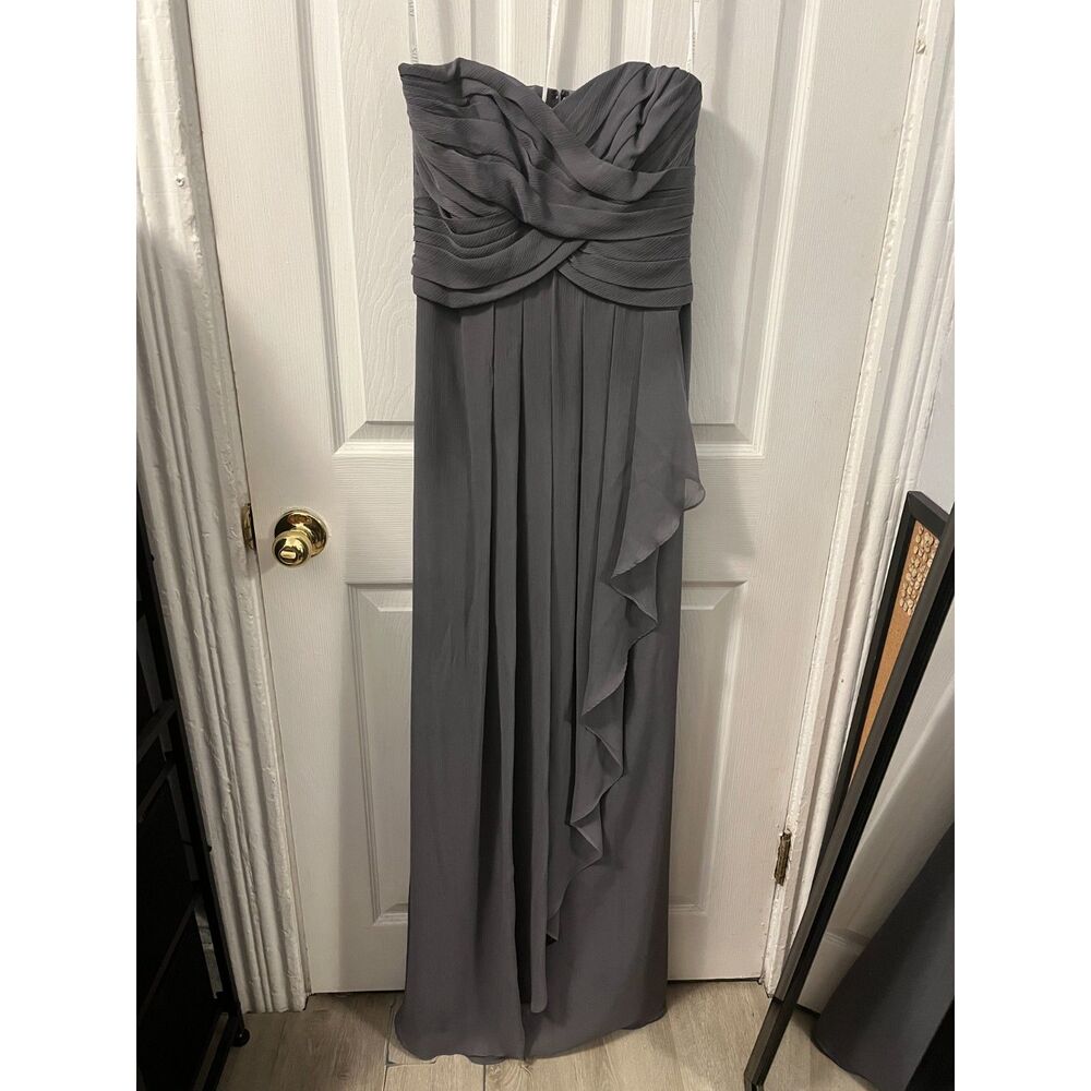 David's Bridal Grey Strapless Bridesmaid Dress Size 2